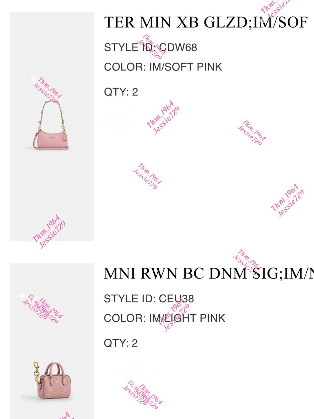 NWT！COACH Teri Mini Crossbody Bag With Bows（soft pink） - Picture 9 of 9